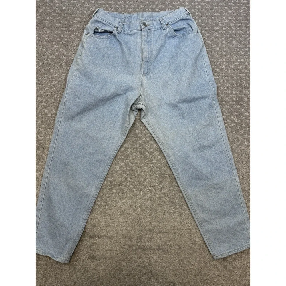 Vintage Lee Jeans Women's 16 Petite Blue Stone Wash High Rise Mom Jeans